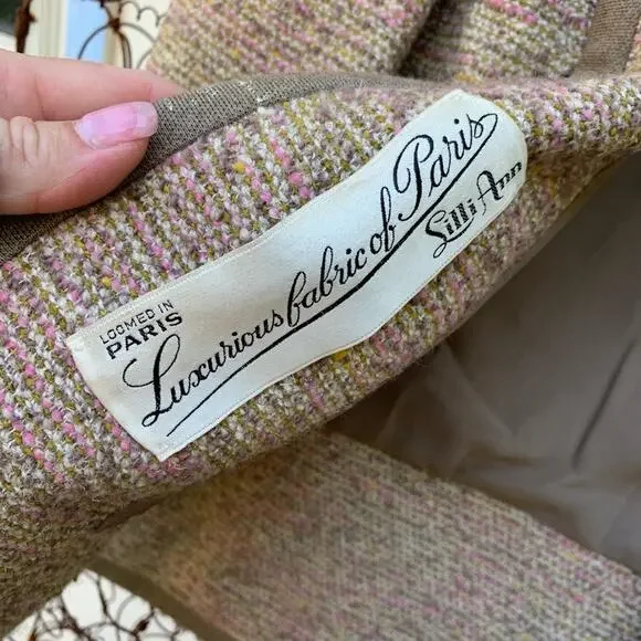 Vintage Lilli Ann Paris open front tan wool jacket